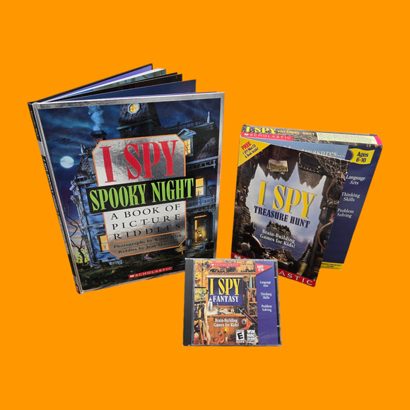 Halloween Scholastic 1st Print 1996 Spooky Night Book & Two I Spy CD-ROM Games - Picture 1 of 16